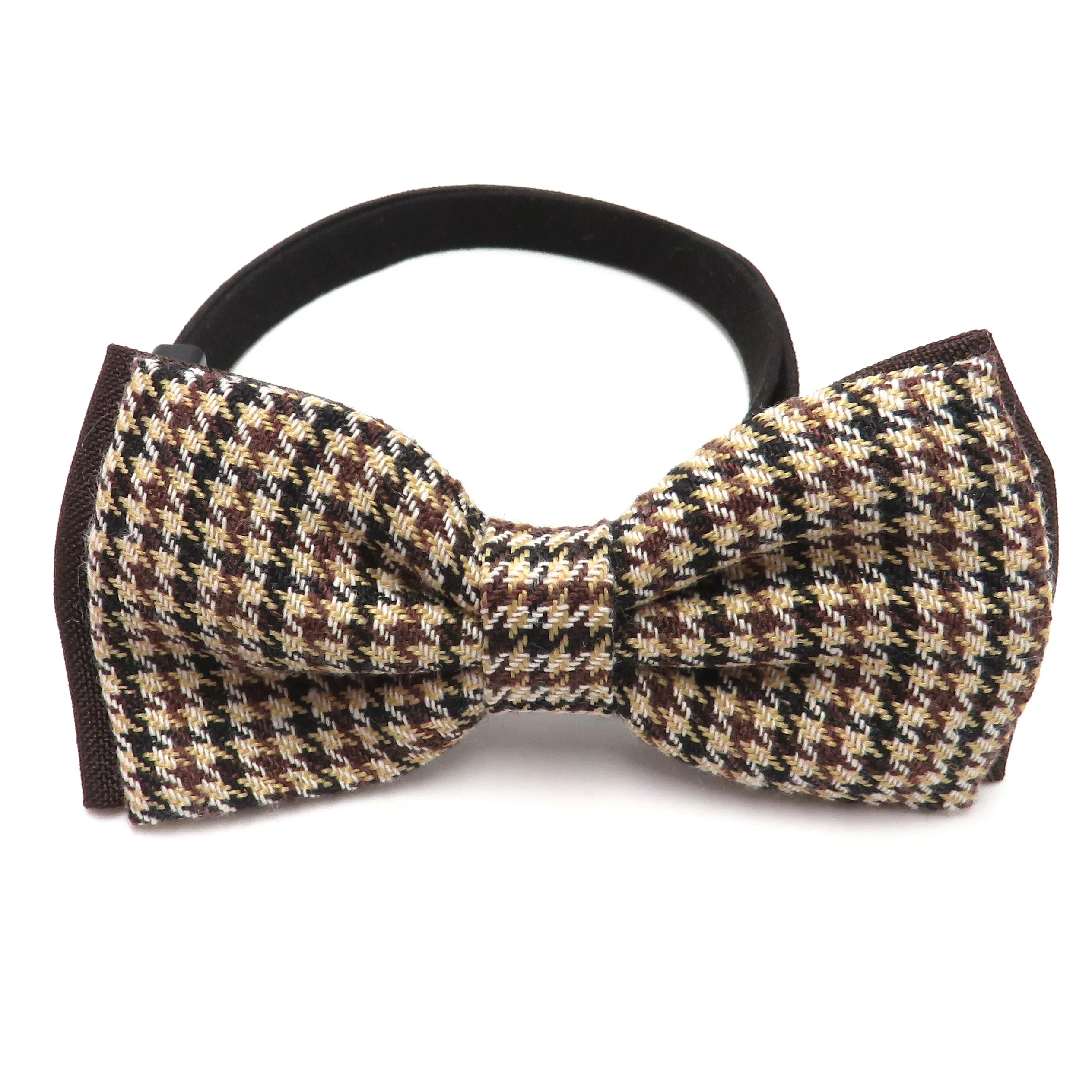 PAIRUIPETS Braune Tweed-Hundehalsband-Fliege, karierte Haustier-Fliege 1
