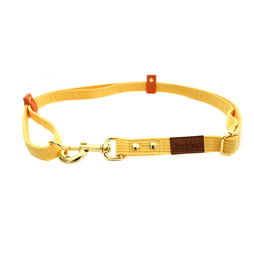 Luxury Colorful Corduroy Coated Webbing Dog Collar Leash Premium Quality Hand Free Pet Collar Leash Hand Free Dog  Collar Leash Set 1