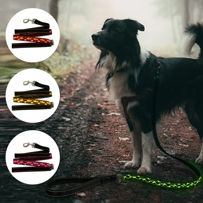 La venta al por mayor 2024 de la fábrica enciende para arriba el sistema llevado que destella del correo del collar de perro del bordado de los accesorios del animal doméstico 1
