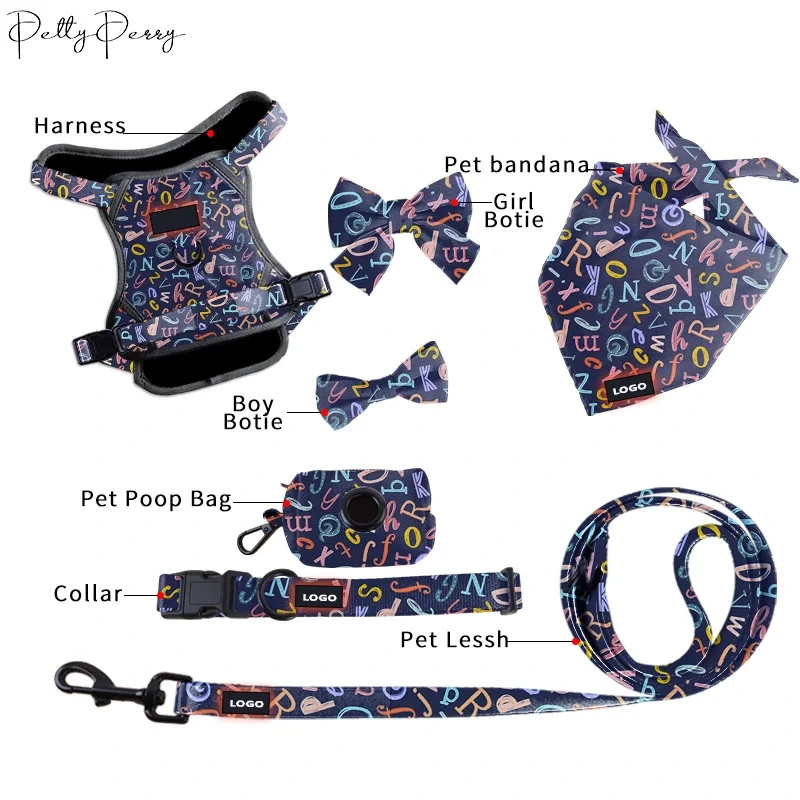 2024 Custom Luxury Dog Harness Pet Reflective Oxford Vest Soft Mesh Padded No Pull Dog Harness For Small Medium Large Dogs 1