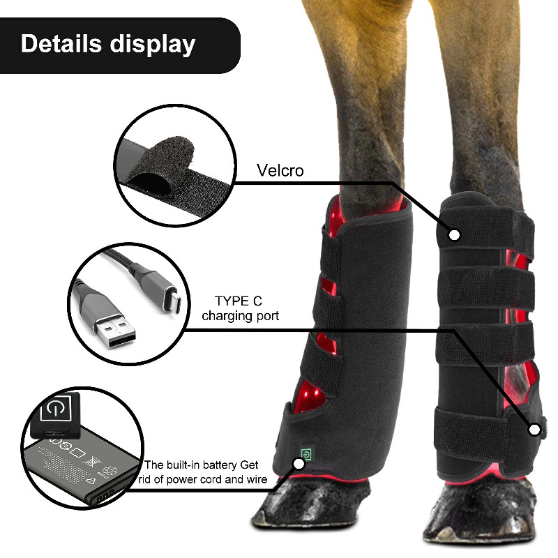 Pies equinos para mascotas, salida de fábrica, 660nm, 850nm, almohadilla de terapia de luz roja LED infrarroja para pierna de caballo 6