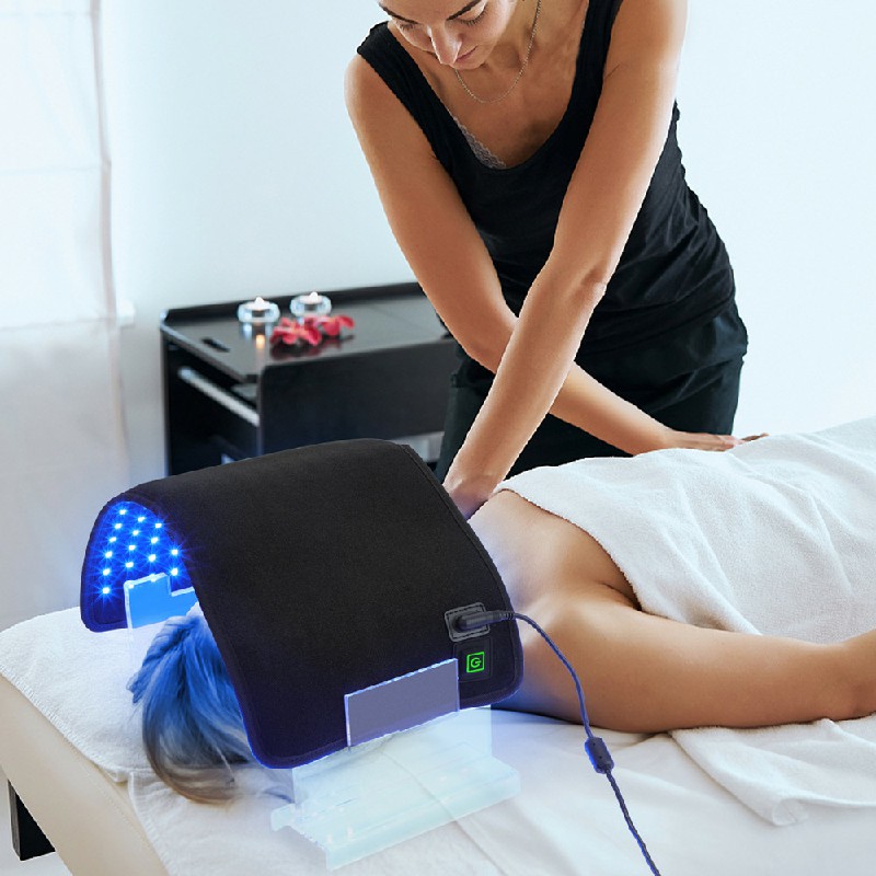 Utilizare largă Upgrade Pulse Aproape infraroșu Dispozitiv de culoare albastră 470nm 660nm 850nm Ameliorarea avansată a durerii Frumusețea facială Curele de terapie cu lumină roșie 5