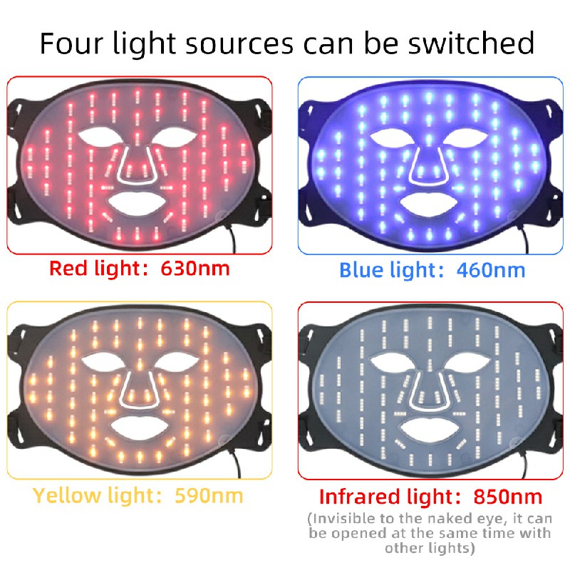 Near Infrared Red Light Therapy Mask with 4 Colors LED Light for Facial Face and Neck 5