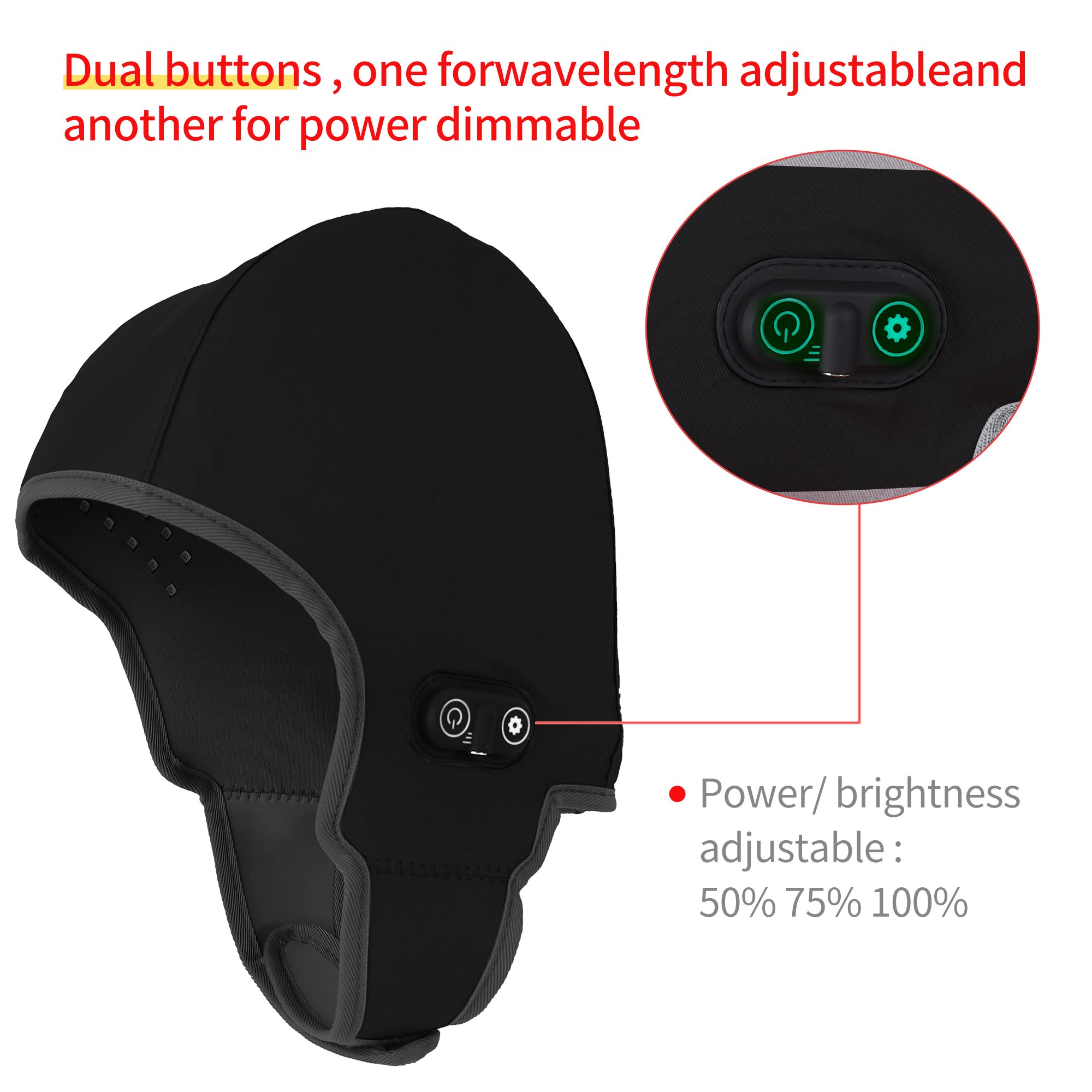 Gorro de terapia de luz roja LED con infrarrojo cercano de 450NM 670NM 810NM para el crecimiento del cabello 5