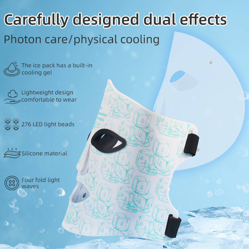 Masque Facial de glace de thérapie à la lumière rouge avec lumière infrarouge et 276 perles de lumière LED pour le refroidissement physique 4