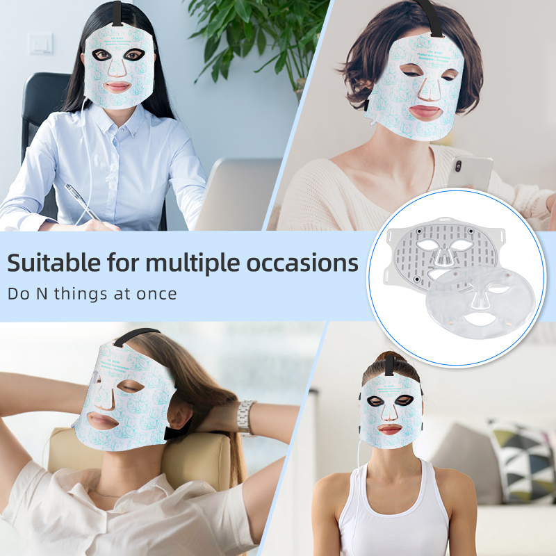 Masque Facial de glace de thérapie à la lumière rouge avec lumière infrarouge et 276 perles de lumière LED pour le refroidissement physique 5
