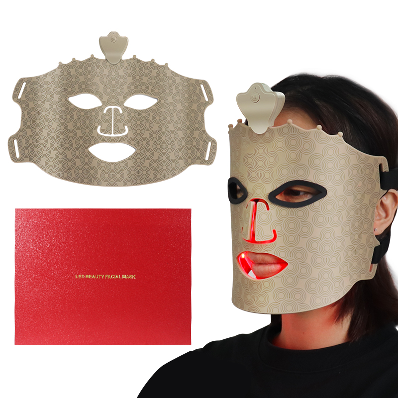 Masque de thérapie à lumière rouge LED en silice, sans fil, avec 7 couleurs, batterie intégrée, pour les soins du visage et de la peau 1