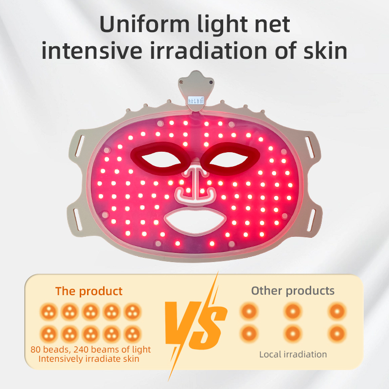 Masque de thérapie à lumière rouge LED en silice, sans fil, avec 7 couleurs, batterie intégrée, pour les soins du visage et de la peau 3