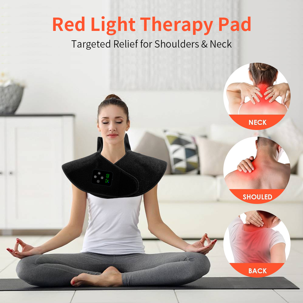 Sunglor 2025 Novo Design Bateria Integrada 660NM 850NM Infravermelho Envoltório LED Cinto de Terapia de Luz Vermelha para Pescoço 4