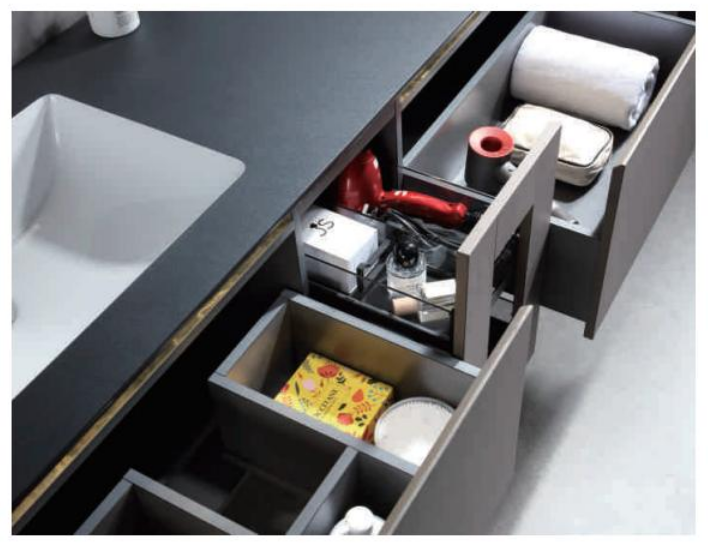 Mueble de Baño Ecológico de Madera Maciza con 3 Cajones con Amortiguador A709 1500*550mm 2