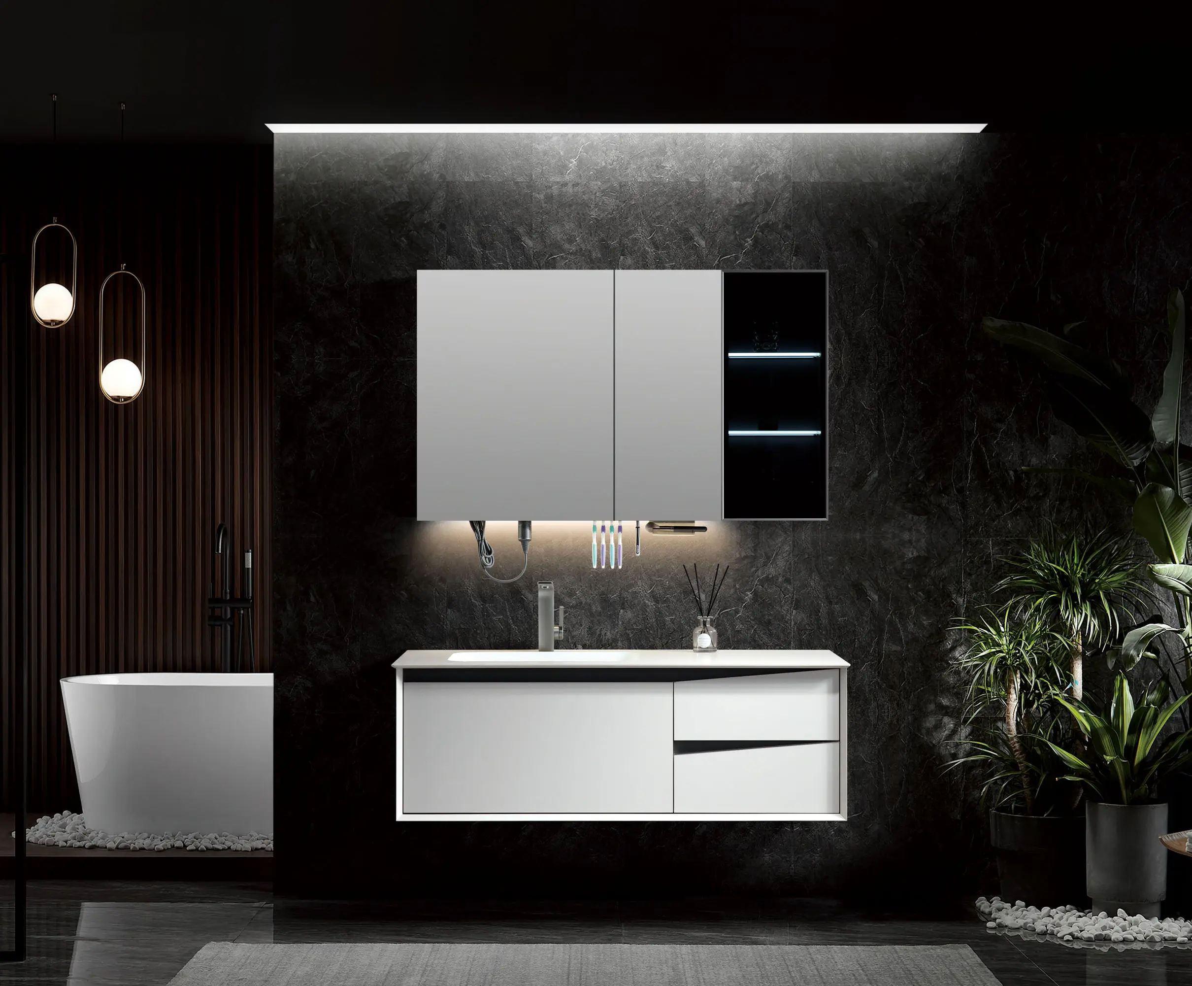 White Bathroom Cabinet by MEILAN 1