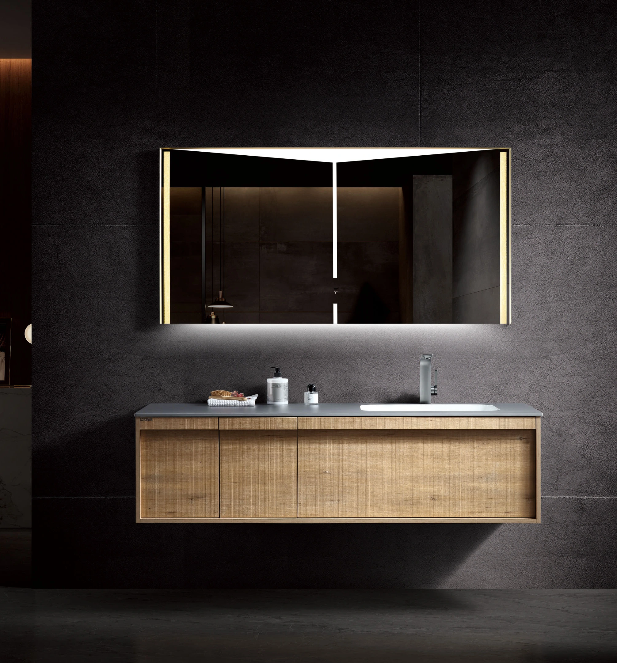 Sintered stone+ceramic basin Bathroom Cabinet With 1 soft close drawer A710 1