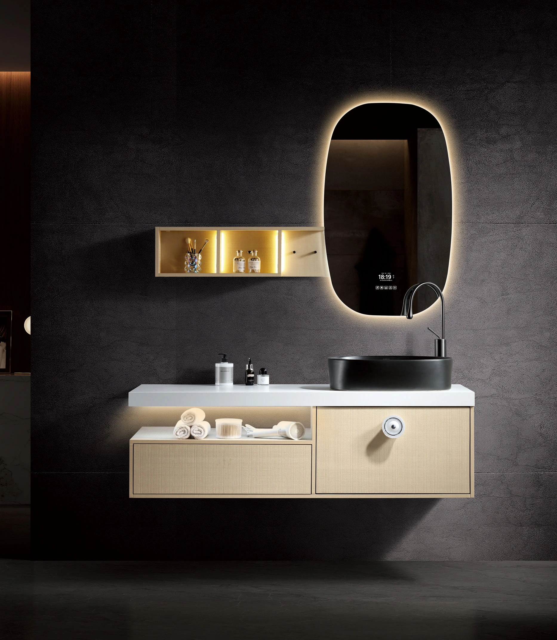 Sintered stone top +ceramic basin Bathroom Cabinet with 2 soft close drawers A706 1