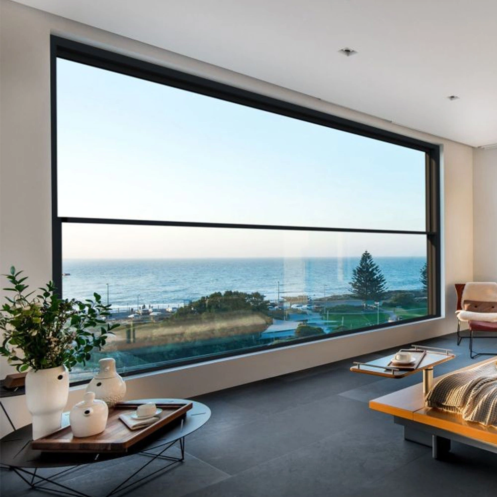 Electric Vertical Sliding Window Balcony Oversized View Smart Vertical Aluminum Glass Rain Sensor Vertical Moving Window 1