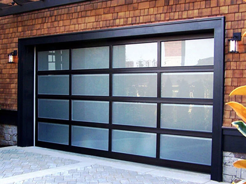 Modern Sectional Overhead Insulated 8*7 10*10 Double Frosted Glass Aluminum Garage Door for House Garage 1