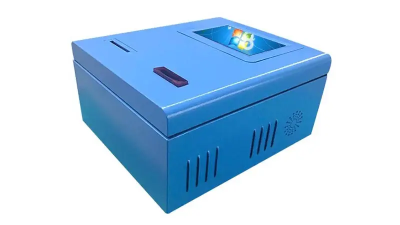 blue payment machine kiosk machine in bank 4
