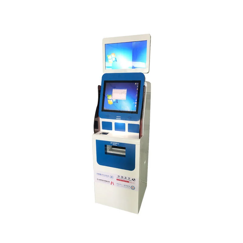Dual screen Kiosk with A4 printer ID card reader QR card reader in hospital 2