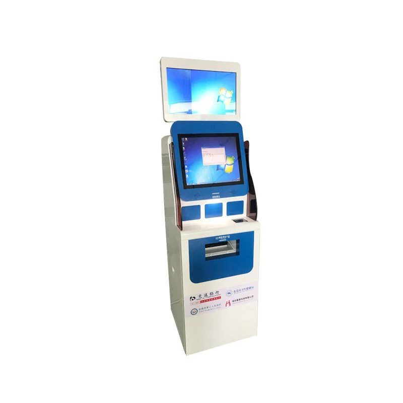 Dual screen Kiosk with A4 printer ID card reader QR card reader in hospital 3