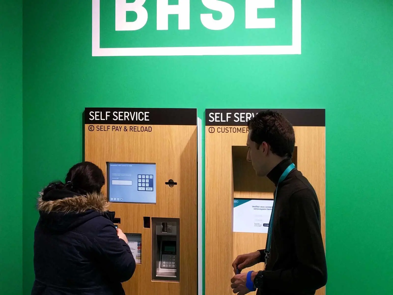 wall mounted payment kiosk keyboard in bank 3