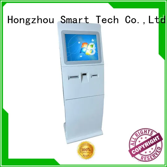 Floor standing touch screen information kiosk with bar code reader 1