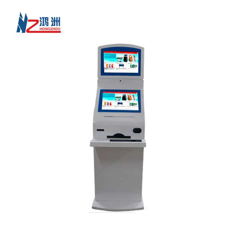 Dual screen self service registration kiosk with sheet metal shell 1