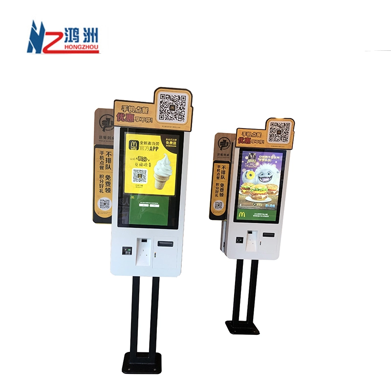 32'' self service touch screen order fast food payment kiosk with thermal printer and QR code scanner 1