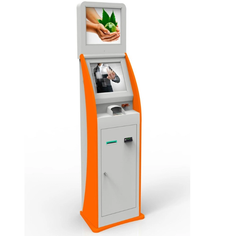 dual screen self help pay fee kiosk with 19'' touch screen and movable caster 1