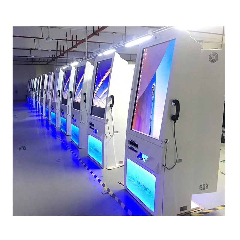 46 inch free standing kiosk document and barcode scanner telephone with Windows system in hospital 1