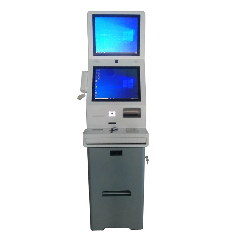 dual screen digital signage hotel kiosk with quick checkin checkout 1