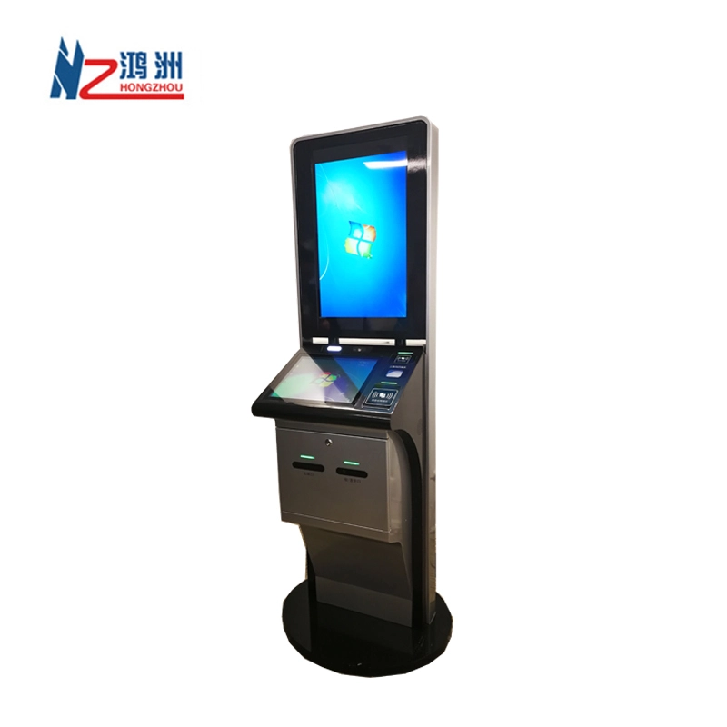Free stand big touch screen LED self service kiosk with cash receiver barcode scanner 1