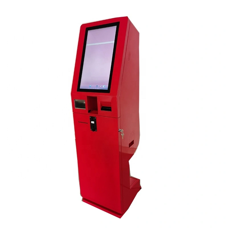 Self order kiosk in restaurant with cash and coin accept andrecycler function 1