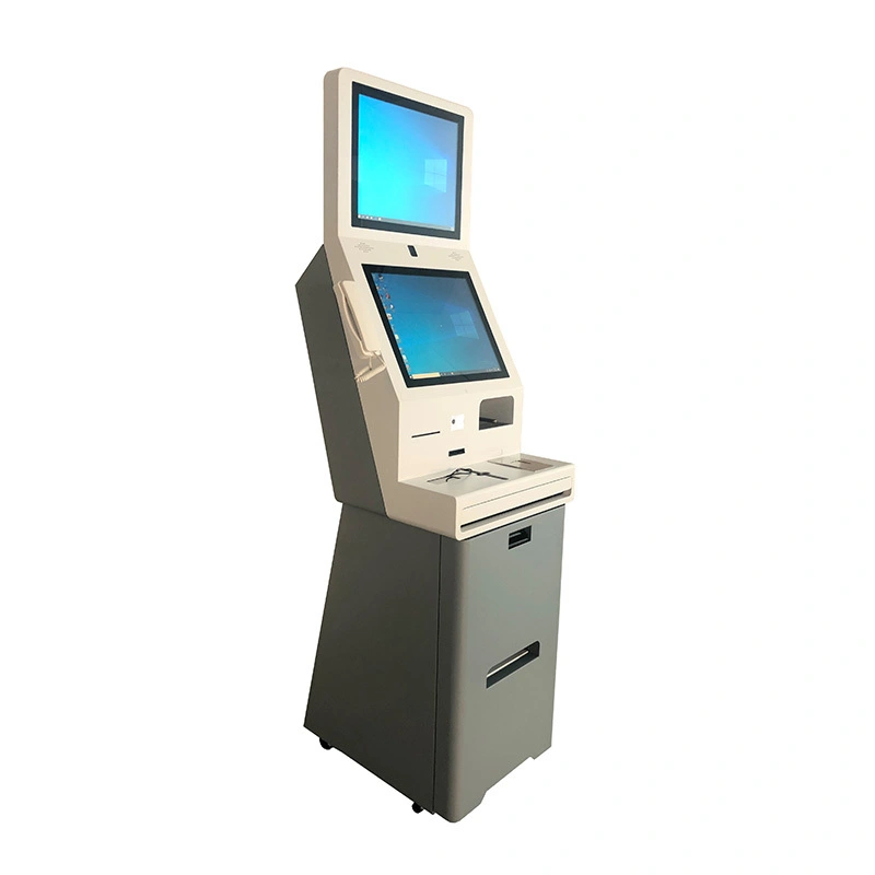 With receipt thermal printer card dispenser QRcode reader touch screen self service hotel check in kiosk 1