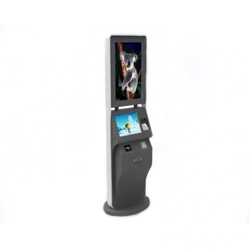 Dual screen advertising display payment kiosk for self payment with RFID barcode printer 1