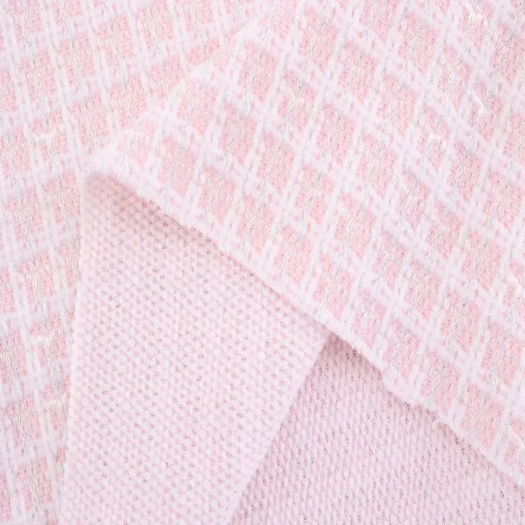 Polyester Grid Tweed Boucle Fabric for Women's Coats 1