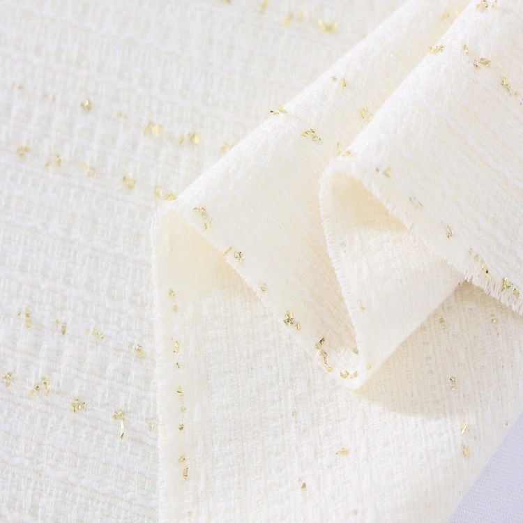 New Arrival Woven Yarn Dyed Metallic Lurex Polyester Wool Acrylic Tweed Boucle Fabric for Blazer and Bag 1