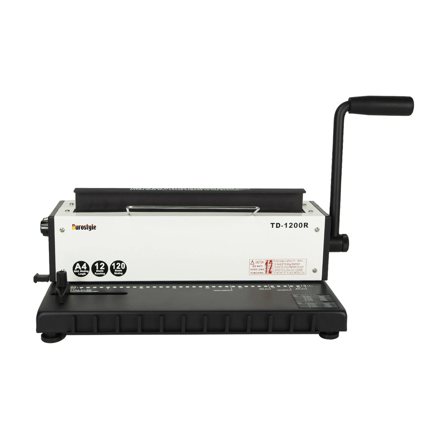 Burostyle TD-1200R Wire Binding Machine - 3:1 Pitch A4 Sheet Wire Binder with Sturdy Metal Construction. Round Holes Punch 12 Sheets/Bind 120 Sheets, with 34 Round Hole Design 1