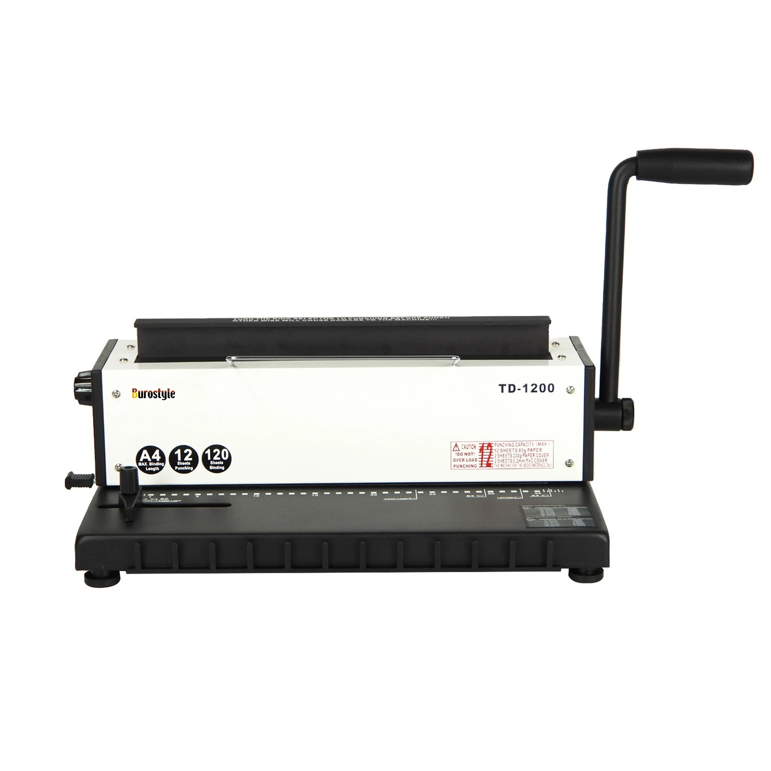 Burostyle TD-1200Wire Machine à relier, pas 3:1, format A4, trous carrés, perforation 12 feuilles/reliure 120 feuilles, avec construction métallique robuste 1