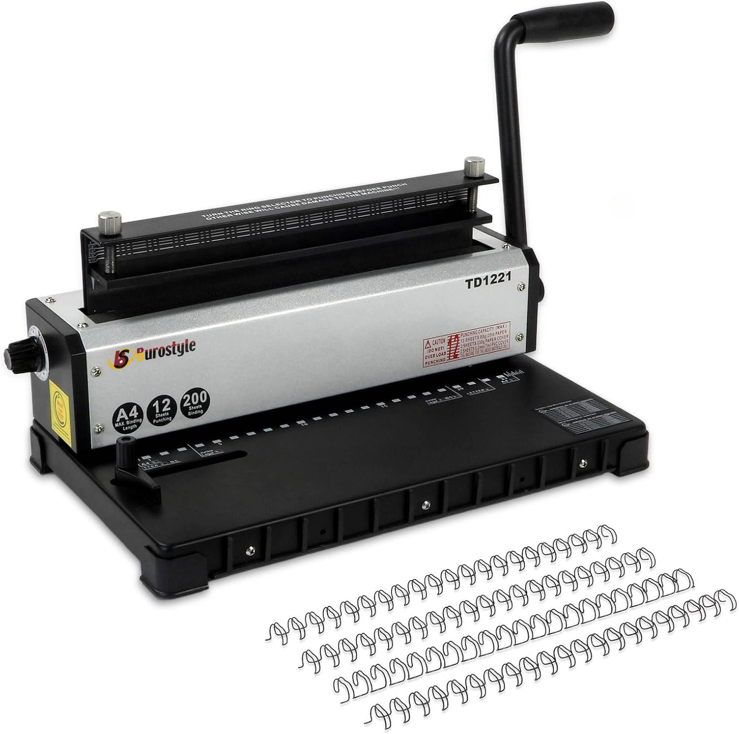 Burostyle TD-1221 Manual Wire Binding Machine - Heavy-Duty, 2:1 Pitch 1