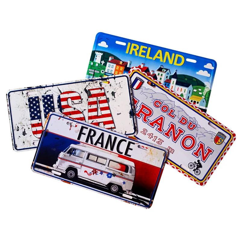 Concevez la plaque d'immatriculation en fonction du client de plaques de voiture en métal de taille des Etats-Unis pour le souvenir 1
