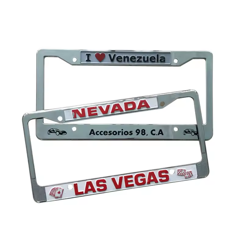 Cubierta de matrícula personalizada, logotipo elevado, marco de placa de coche de plástico, marco de matrícula de plástico ABS de Metal, venta al por mayor 10