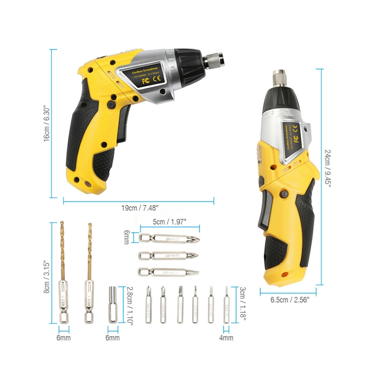 Tournevis sans fil 3.6 V avec lumière LED et couple réglable