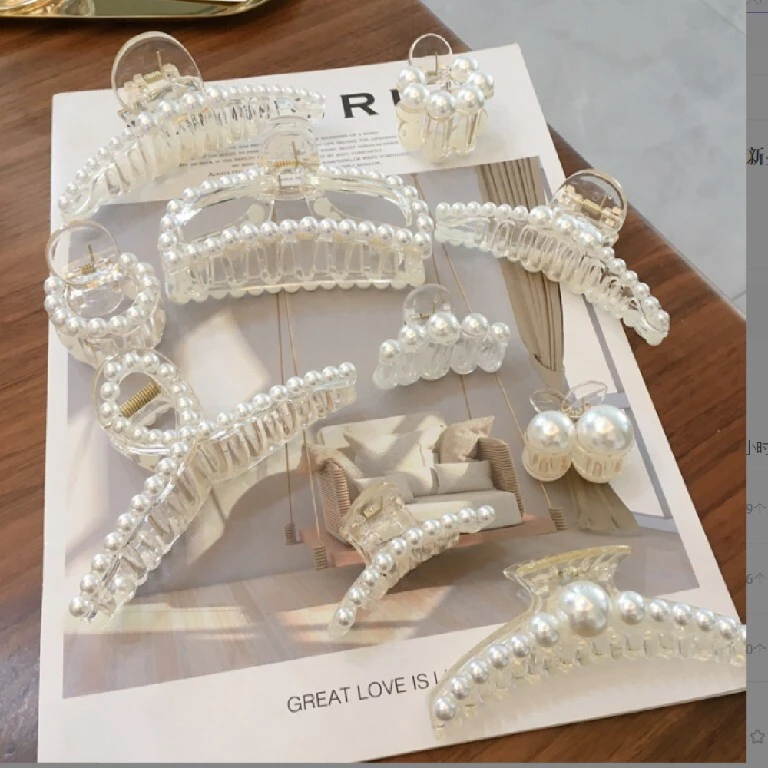 Koreanische Version von Perlenhaarschmuck in großen, mittleren und kleinen Größen, mit einer frischen und jugendlichen Frisur. Haarklammer für Mädchen, Haarspange für die Dusche 1