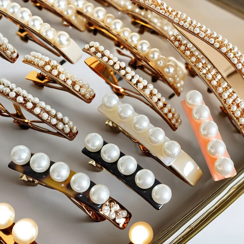 Kids Acetate Hair Pins with Pearls Barrettes & Clip 5cm for Girls 1