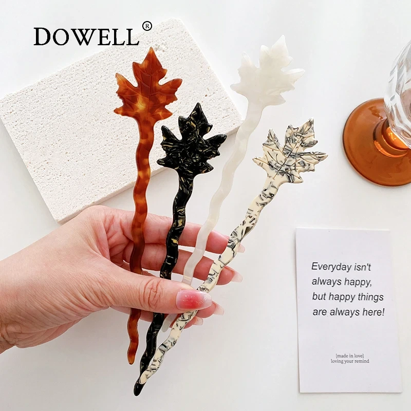 Dowell Retro Maple Hairpin „Advanced Sense Back Head Pan Hairstick“ – Haarstab für Frauen/Mädchen/Damen, mehrfarbiges handgefertigtes Acetat 1