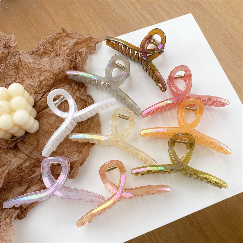 DOWELL 卸売サメクリップ眩しい色のヘアクリップヘアアクセサリー女性特大ヘア爪クリップ 1