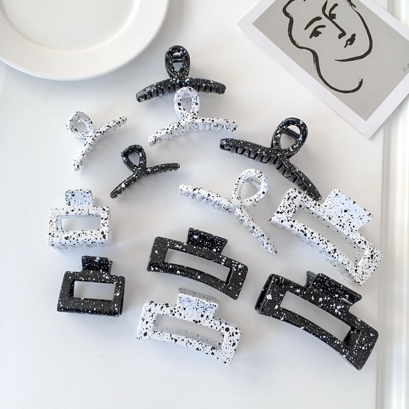 DOWELL Koreanisches neues schwarz-weißes Pferdeschwanz-Clip-Haar-Accessoire, großes Kunststoff-Haarklammer-Set 1