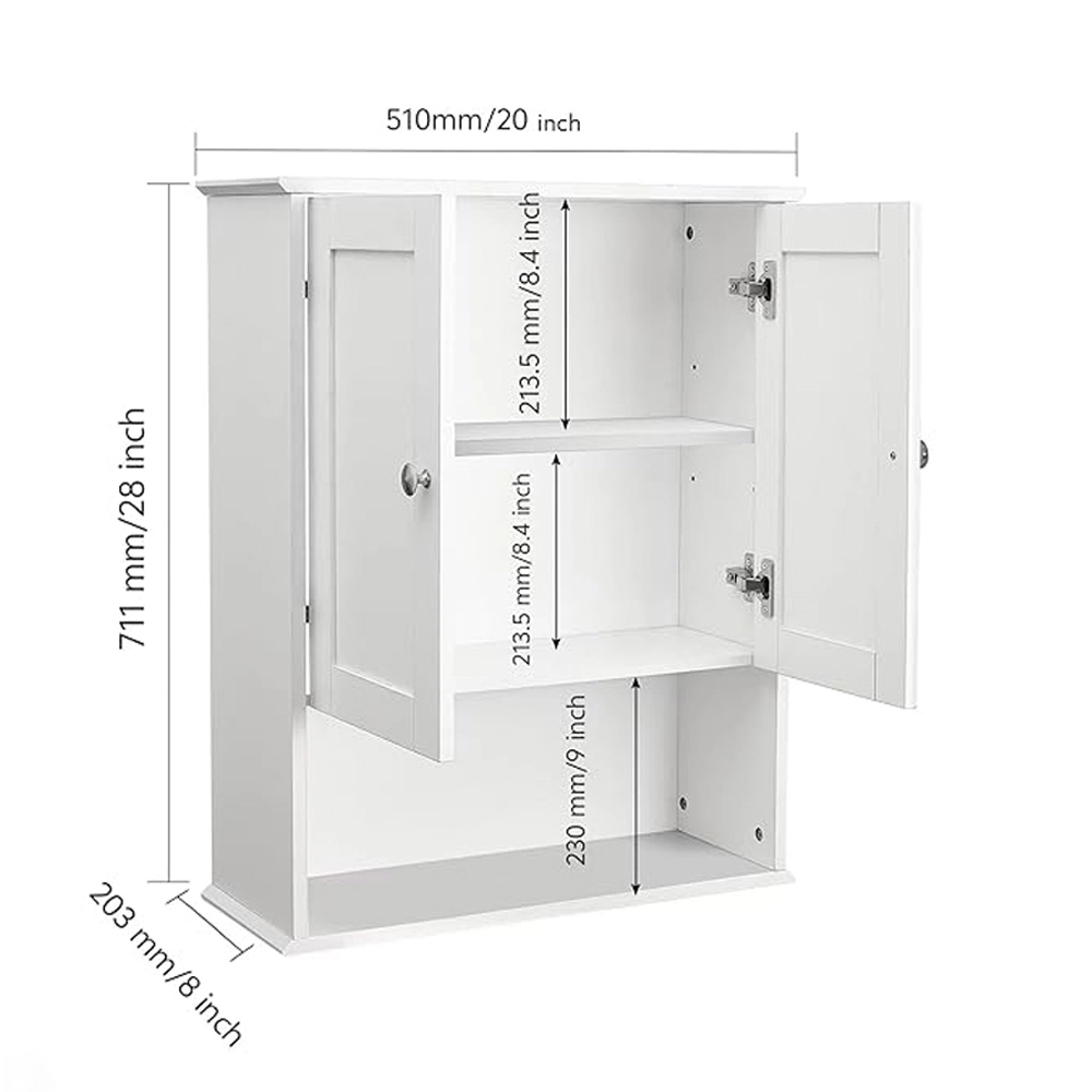 Mueble de baño montado en la pared sobre inodoro, 20x28 pulgadas, blanco 1