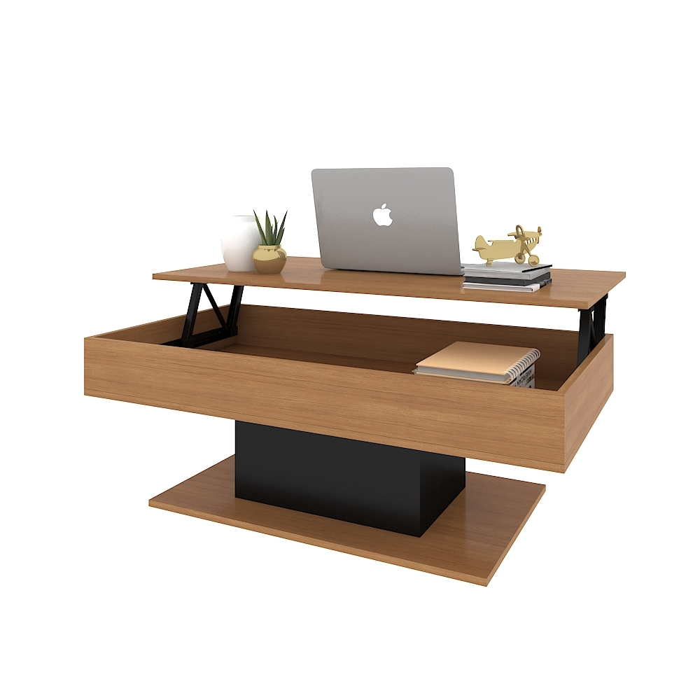 Mesa de centro convertible con almacenamiento oculto para sala de estar & Oficina 1
