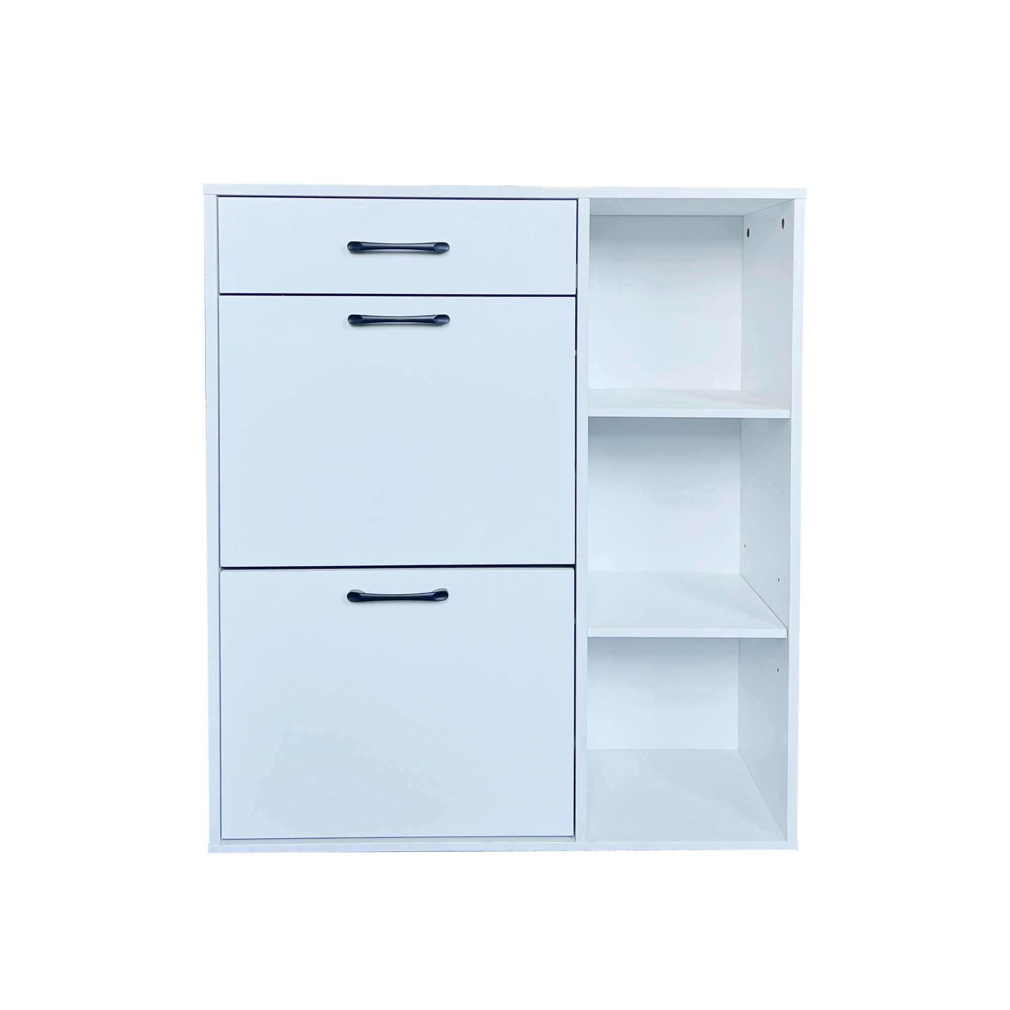 Zapatero de entrada blanco con 1 corredera & 2 cajones abatibles 1