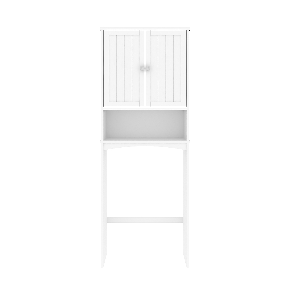 Gabinete de almacenamiento de baño blanco sobre organizador de estante de inodoro 1